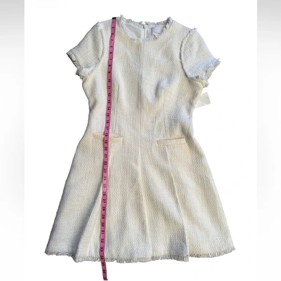 Cinq à Sept Nova Tweed Cream Fit & Flare Pleated Mini Dress-NWT Size 8